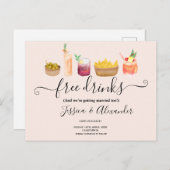 Moderne cocktails waterverf blush save the date briefkaart (Voorkant / Achterkant)