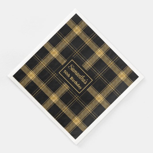 Moderne Cocktailservetjes Zwart Goud Glitters Servet (Hoek)