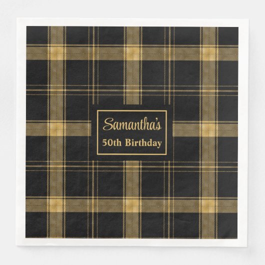 Moderne Cocktailservetjes Zwart Goud Glitters Servet (Voorkant)