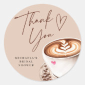 Moderne Coffee Bruidsmeisje Uitnodiging Dank Je Ha Ronde Sticker (Voorkant)