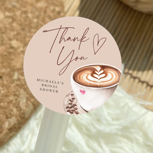 Moderne Coffee Bruiloftsshower Bedankt Hart Ronde Sticker