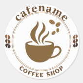 Moderne coffeeshop Café Barista Personeelsnaam Ronde Sticker (Voorkant)