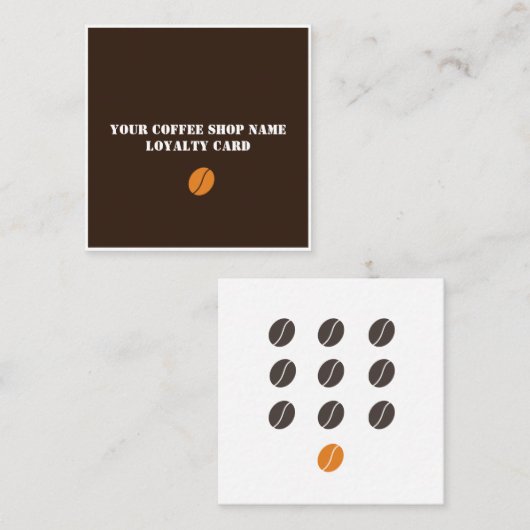 Moderne coffeeshop donkerbruin en Sinaasappel Klantenkaartje (Voorkant / Achterkant)