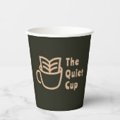 Moderne coffeeshop l Professional Logo Sage Green Papieren Bekers (Voorkant)