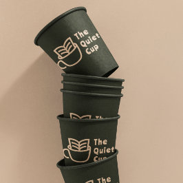 Moderne coffeeshop l Professional Logo Sage Green Papieren Bekers