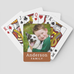 Moderne Cognac Custom Family-fotospeelkaarten Pokerkaarten