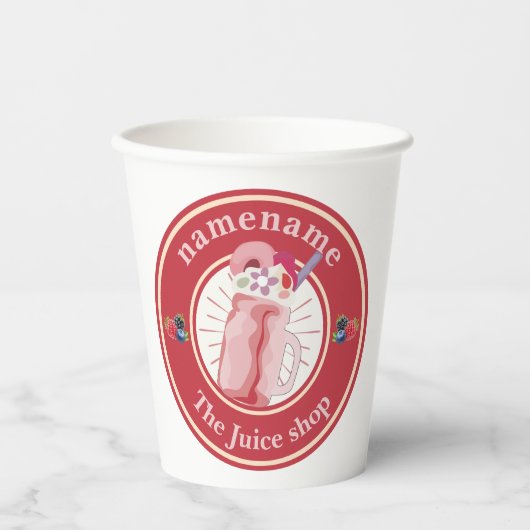 Moderne Cold Smoothies fruitsap winkel personeelsn Papieren Bekers (Voorkant)