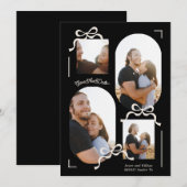 Moderne Collage 4 foto Multi foto's Zwarte strikke Save The Date (Voorkant / Achterkant)