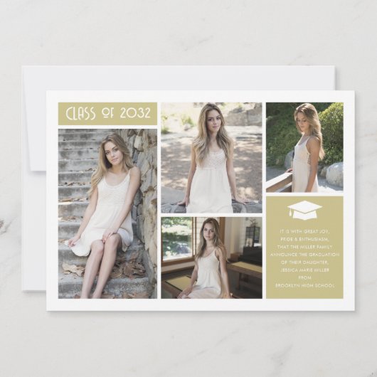 Moderne collage Afstuderen Afstudeerder 6 Foto Afs Aankondiging (Achterkant)