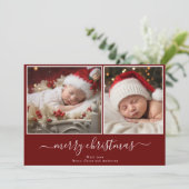 Moderne Collage Baby's Merry Christmas Foto Feestdagenkaart (Staand voorkant)