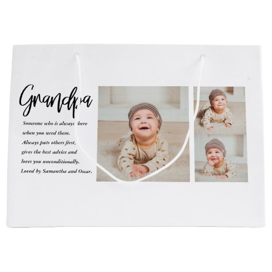 Moderne Collage Best Grandpa Ever Beauty Gift Groot Cadeauzakje (Voorkant)