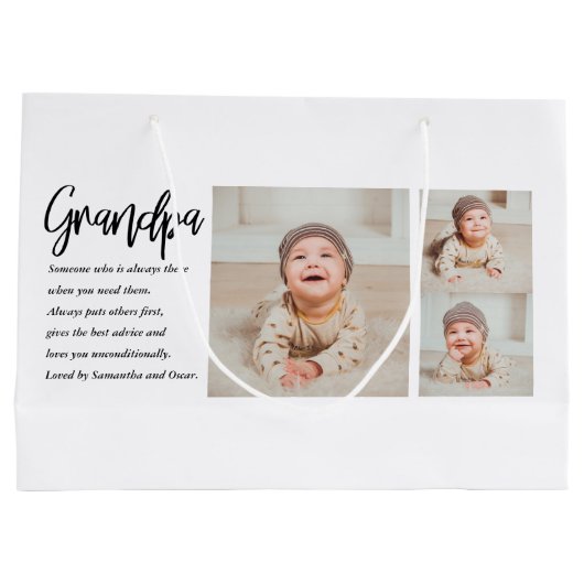 Moderne Collage Best Grandpa Ever Beauty Gift Groot Cadeauzakje (Achterkant)