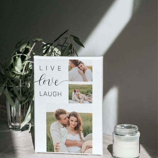 Moderne Collage Couple Photo & Live Love Laugh Gif Canvas Afdruk