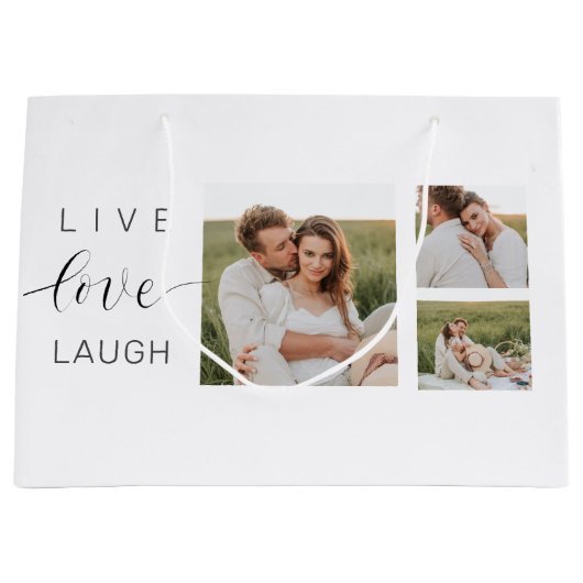 Moderne Collage Couple Photo & Live Love Laugh Gif Groot Cadeauzakje (Voorkant)