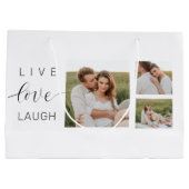 Moderne Collage Couple Photo & Live Love Laugh Gif Groot Cadeauzakje (Achterkant)