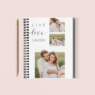 Moderne Collage Couple Photo & Live Love Laugh Gif Notitieboek