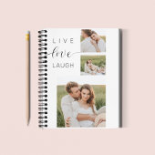 Moderne Collage Couple Photo & Live Love Laugh Gif Notitieboek