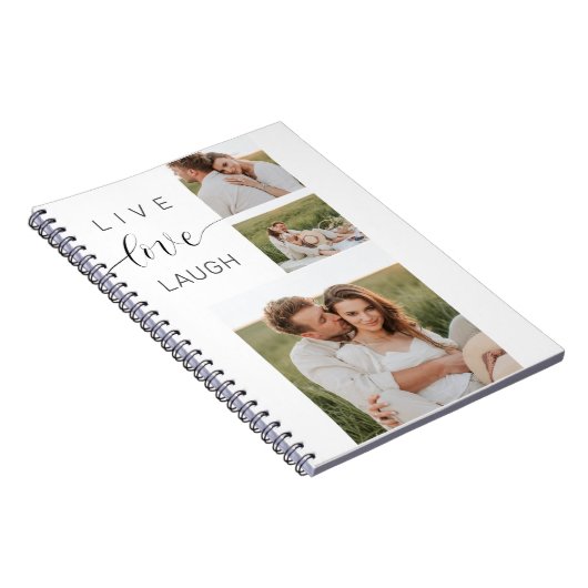 Moderne Collage Couple Photo & Live Love Laugh Gif Notitieboek (Rechterzijde)