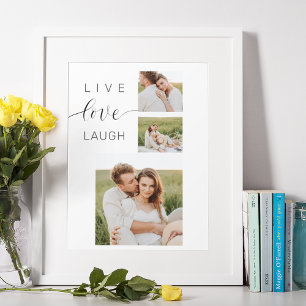 Moderne Collage Couple Photo & Live Love Laugh Gif Poster