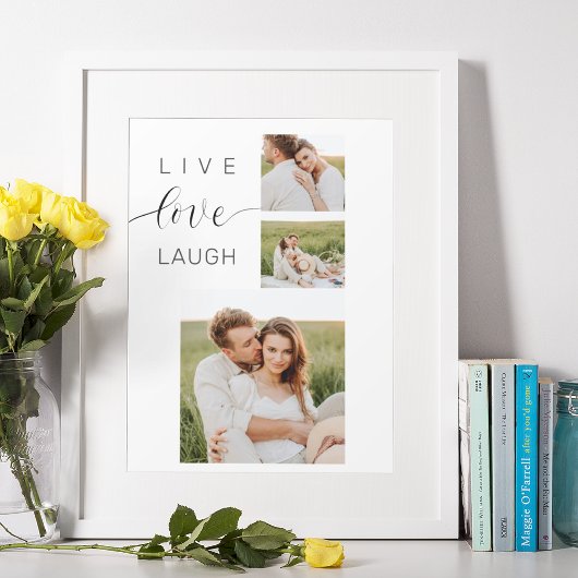 Moderne Collage Couple Photo & Live Love Laugh Gif Poster
