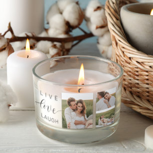 Moderne Collage Couple Photo & Live Love Laugh Gif Rechthoekige Sticker