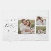 Moderne Collage Couple Photo & Live Love Laugh Gif Theedoek (Horizontaal)