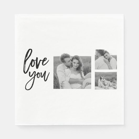 Moderne Collage Couple Photo & Love You Beauty Gif Servet (Voorkant)