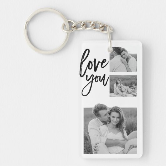 Moderne Collage Couple Photo & Love You Beauty Gif Sleutelhanger (Voorkant)