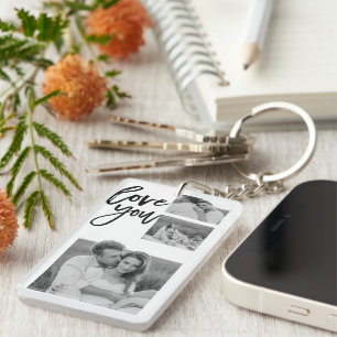 Moderne Collage Couple Photo & Love You Beauty Gif Sleutelhanger