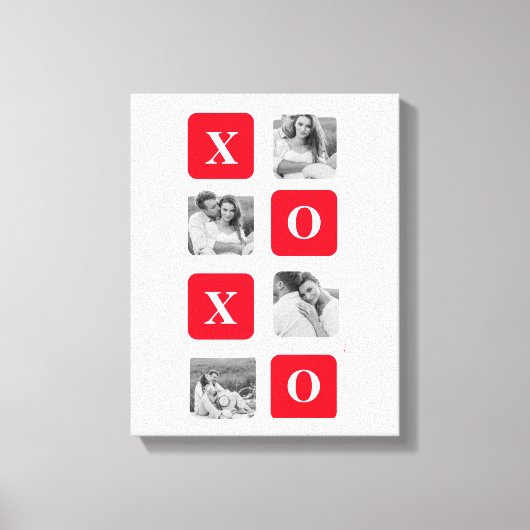 Moderne Collage Couple Photo & Red XOXO Canvas Afdruk (Voorkant)
