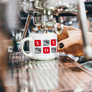 Moderne Collage Couple Photo & Red XOXO Espresso Kop