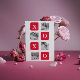Moderne Collage Couple Photo & Red XOXO Feestdagenkaart