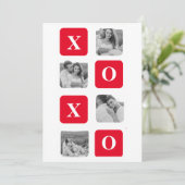 Moderne Collage Couple Photo & Red XOXO Feestdagenkaart (Staand voorkant)