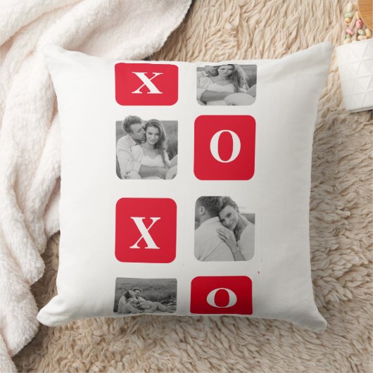 Moderne Collage Couple Photo & Red XOXO Kussen (Deken)