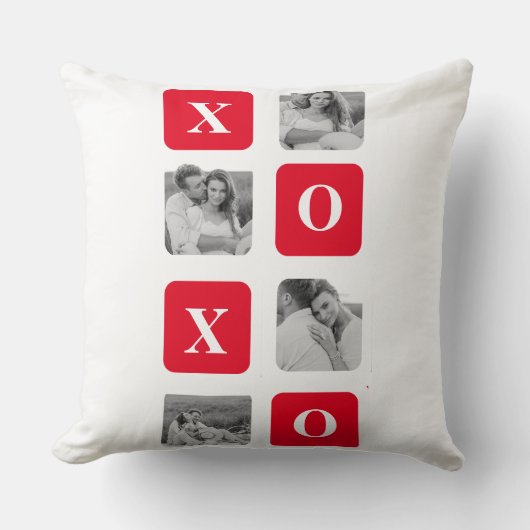 Moderne Collage Couple Photo & Red XOXO Kussen (Voorkant)