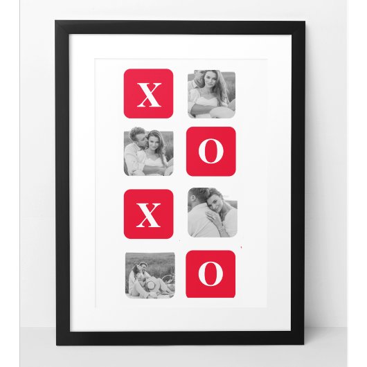 Moderne Collage Couple Photo & Red XOXO Poster