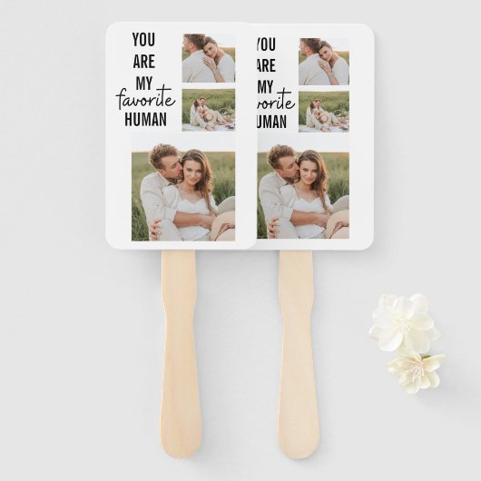 Moderne Collage Couple Photo & Romantic Love Quote Handwaaier (Voorkant en achterkant)