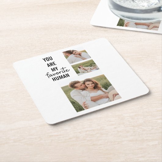 Moderne Collage Couple Photo & Romantic Love Quote Kartonnen Onderzetters (Schuin)