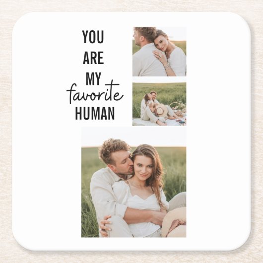 Moderne Collage Couple Photo & Romantic Love Quote Kartonnen Onderzetters (Voorkant)