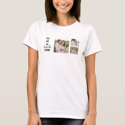 Moderne Collage Couple Photo & Romantic Love Quote T-shirt (Voorkant)