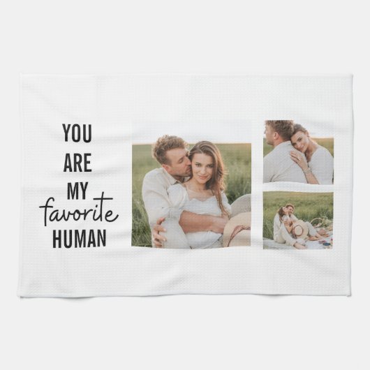 Moderne Collage Couple Photo & Romantic Love Quote Theedoek (Horizontaal)