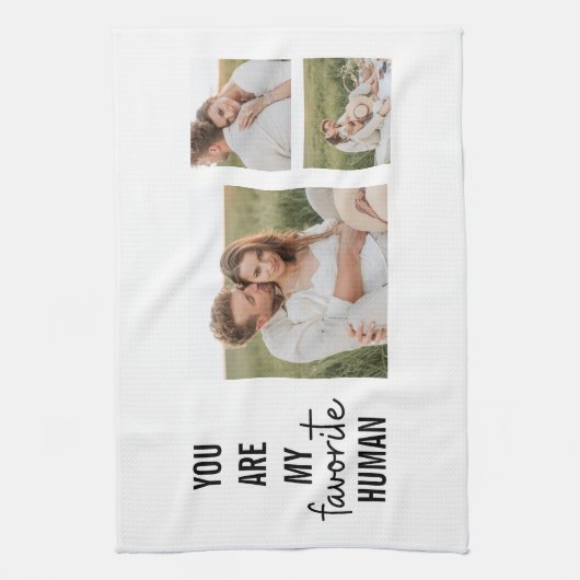 Moderne Collage Couple Photo & Romantic Love Quote Theedoek (Verticaal)