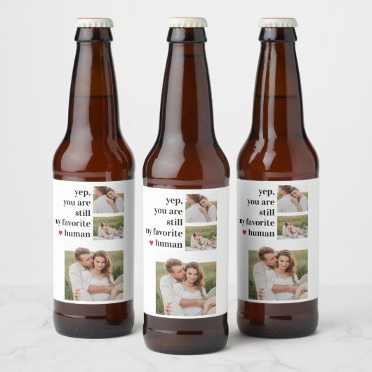Moderne Collage Couple Photo Romantic Quote Bier Etiket (Flessen)