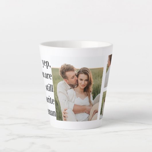 Moderne Collage Couple Photo Romantic Quote Latte Mok (Voorkant)