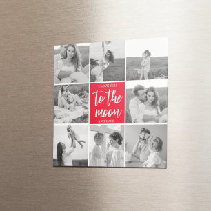 Moderne Collage Couple Photo & To the Moon Quote Magneet