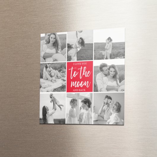 Moderne Collage Couple Photo & To the Moon Quote Magneet