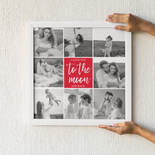 Moderne Collage Couple Photo & To the Moon Quote Poster