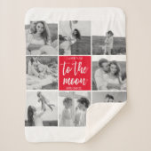 Moderne Collage Couple Photo & To the Moon Quote Sherpa Deken (Voorkant)