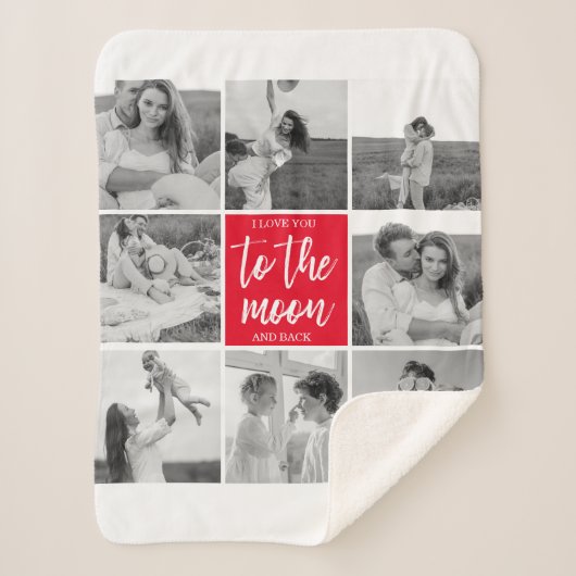 Moderne Collage Couple Photo & To the Moon Quote Sherpa Deken (Voorkant)