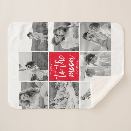Moderne Collage Couple Photo & To the Moon Quote Sherpa Deken (Voorkant (horizontaal))